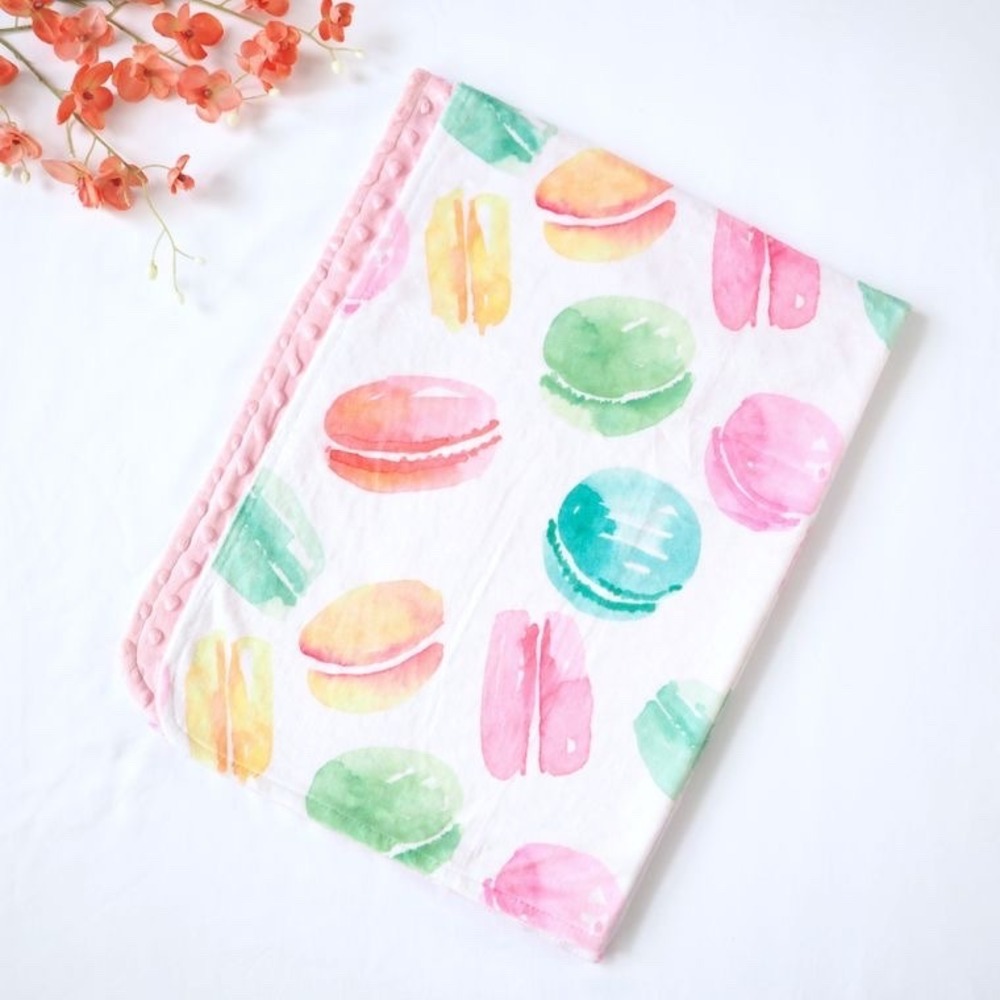 Macaron Baby & Toddler Minky‎ Blanket Pink 30x40 Honey Lemonade NEW